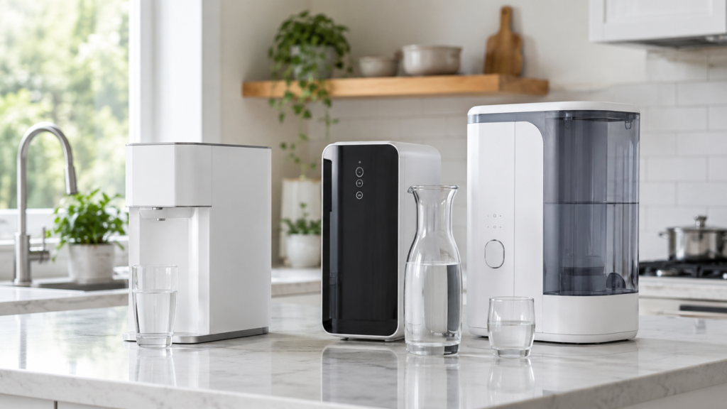 Countertop reverse osmosis systems in a modern kitchen